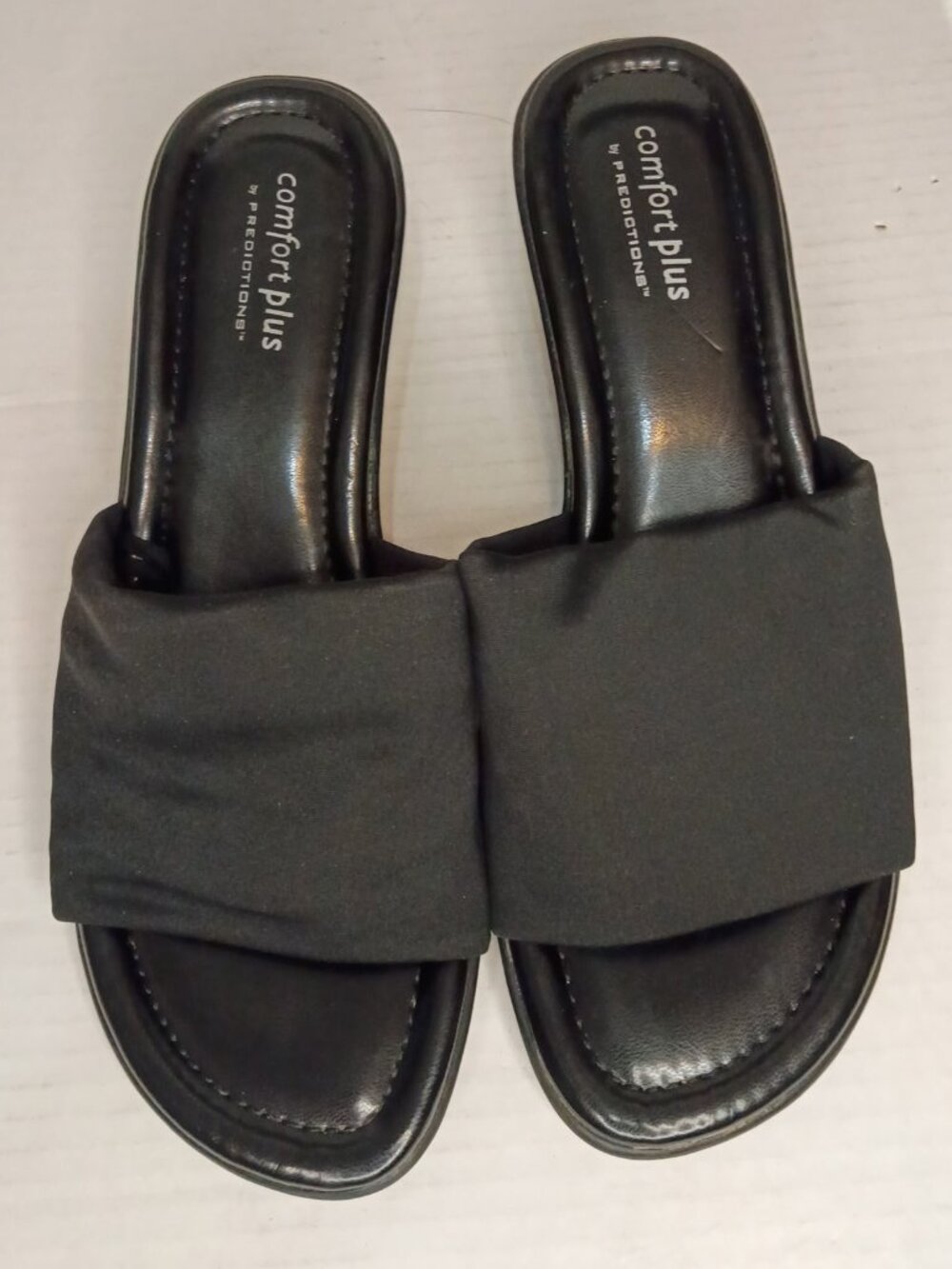Comfort Plus Predictions Black Wide Slide Wedge Sandals Women’s 8.5W